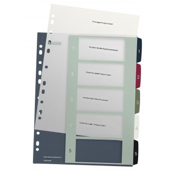 Leitz separador 1235 Style DIN A4 1-5 polipropileno multicolor 5 hojas divisorias extranchas, imprimible en PC 1235-00-00