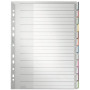 Leitz 1273 set de separadores en blanco A4, 10 lengüetas, polipropileno, gris 1273-00-00