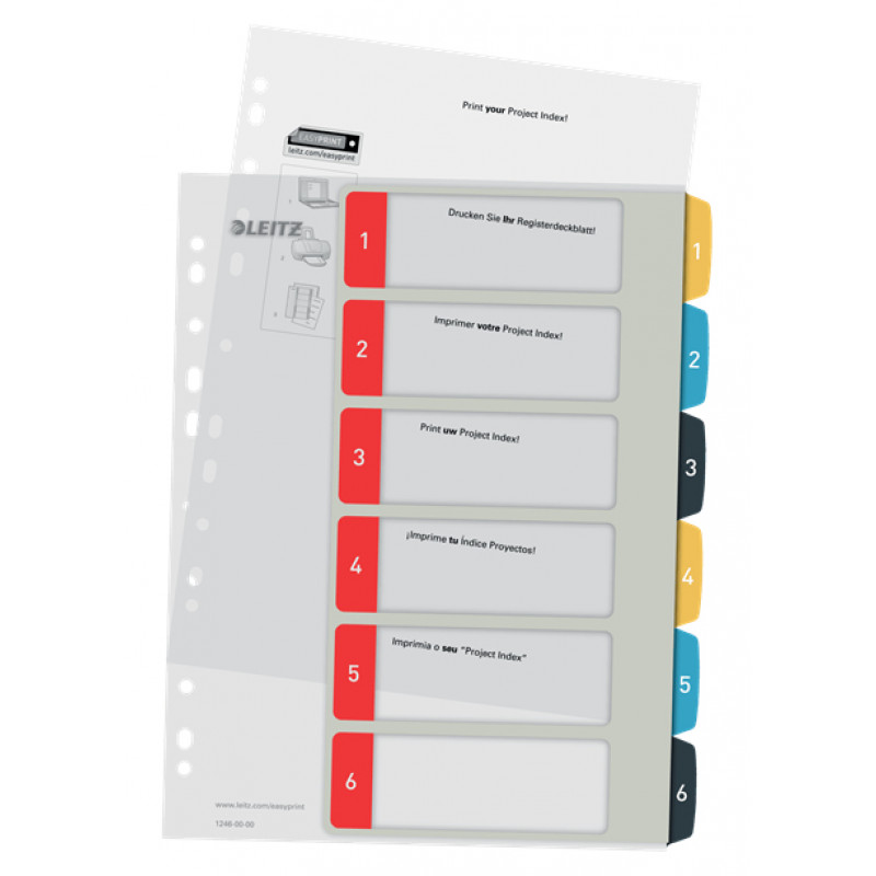 Leitz 12460000 Índice numérico A4, 1-10, polipropileno, gris