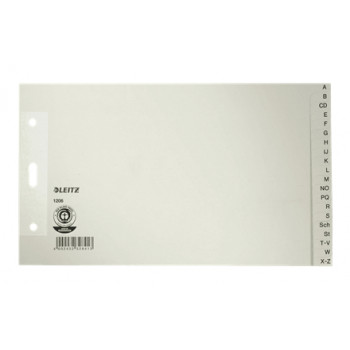 Leitz Índice Manila Board A-Z, A5 apaisado, 20 partes, gris, 100 g/m², perforación 80 mm con taladros reforzados (1206-00-85)