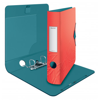 LEITZ Active Urban Chic Archivador de anillas, 180°, 65 mm, rojo claro, A4, espuma de poliuretano, acabado dúo, lomo redondo 1117-00-20