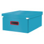 LEITZ Click & Store Cosy L Caja de almacenamiento, azul, cartón duro plastificado en PP, montaje con botones a presión, 1 unidad 5349-00-61