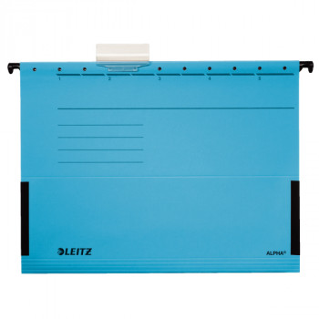 LEITZ ALPHA Carpeta colgante A4 azul con varillas metálicas, pack de 25 (1986-00-35)