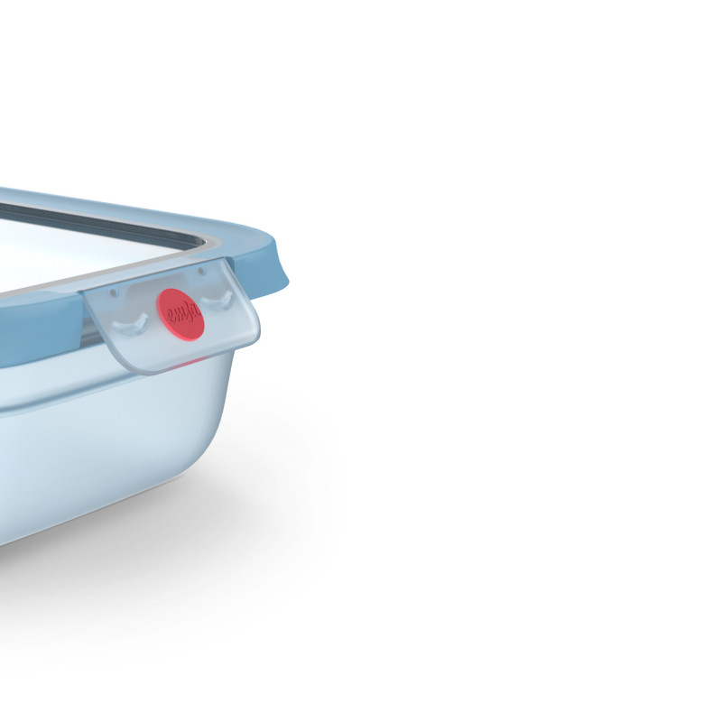 EMSA ONECLICK recipiente para alimentos 1,5 L rectangular tapa azul caja transparente 3110601755