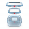 EMSA ONECLICK Juego de recipientes de almacenamiento, 3 piezas, 0,5/1,2/2,3 L, tapas azules, recipientes transparentes 3110601764