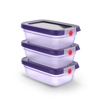 EMSA ONECLICK Set de recipientes de almacenamiento, 3 x 0,5 L, violeta, a prueba de fugas, sin BPA 3110601837