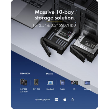ICY BOX IB-3710-C31 carcasa JBOD de 10 bahías USB 3.2 Gen 2 para HDD/SSD SATA de 2,5