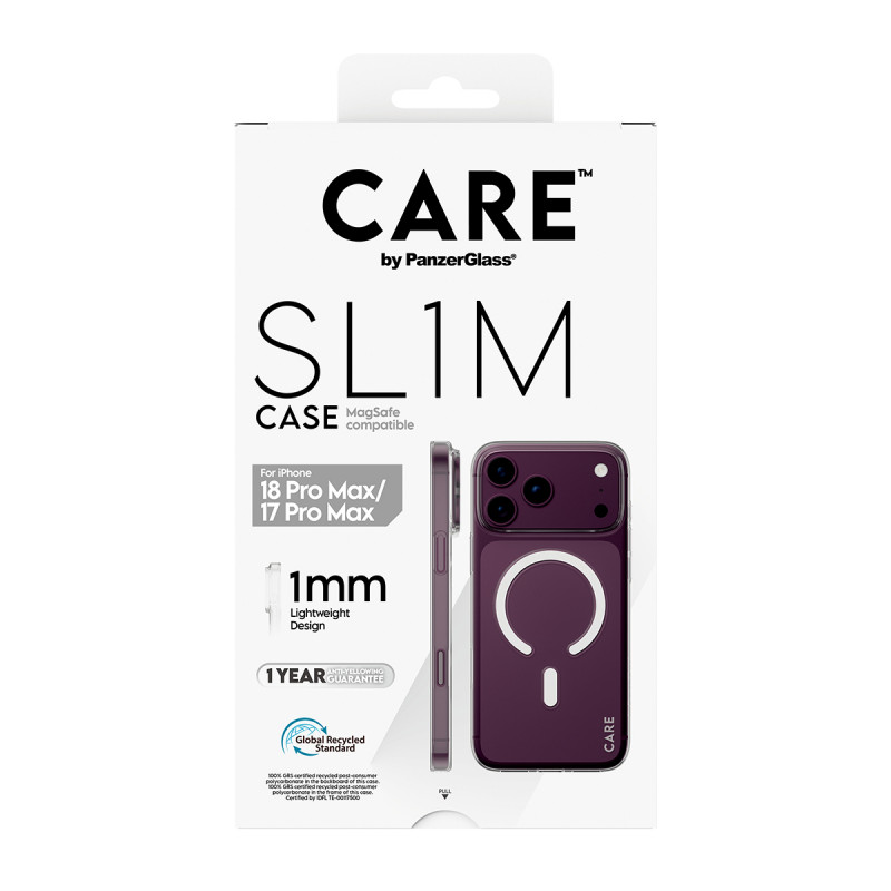 PanzerGlass CARE™ SL1M funda transparente con MagSafe para iPhone 17 Pro Max