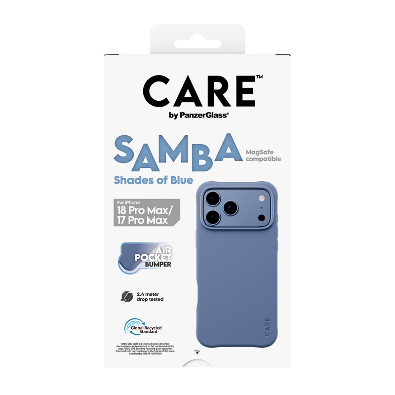 PanzerGlass CARE™ by Samba funda Shades of Blue con MagSafe para iPhone 17 Pro Max / 18 Pro Max Transparente