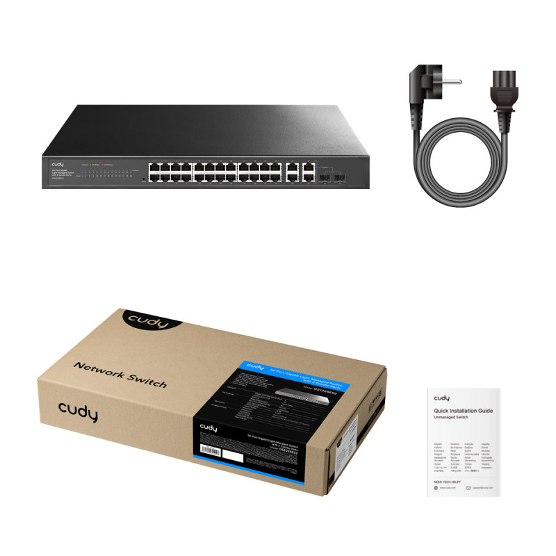 Cudy GS1028ES2 switch Gigabit Ethernet de 26 puertos con 2 combo SFP