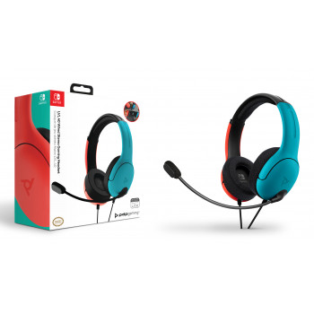 PDP Gaming LVL40 auriculares gaming estéreo con cable para Nintendo Switch, azul/rojo
