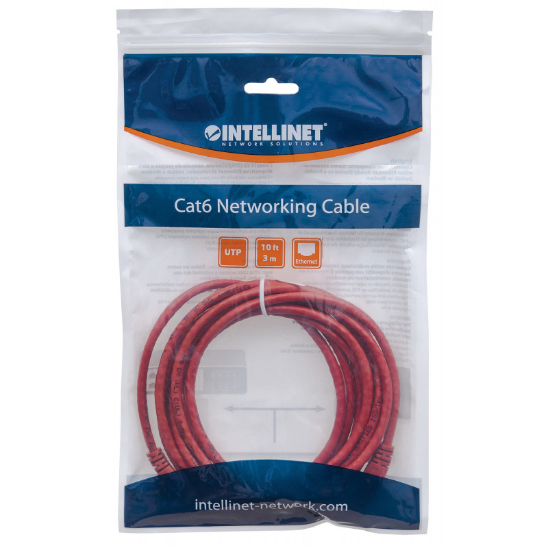 Intellinet cable de red Cat6 UTP, 2x RJ45, moldeado, 7,5 m, rojo (342193)