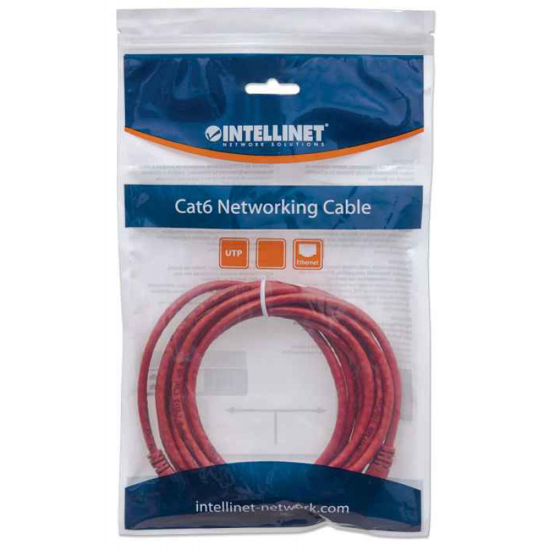 Cable de red Cat6 UTP Intellinet, RJ45, moldeado, 1,5 m, rojo 342155
