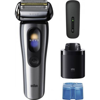 Braun NEVO 17000cc Afeitadora eléctrica con estación Clean&Charge, 5 modos, cabezal de afeitado 360°, cromo/plata 349659