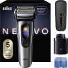 Braun NEVO 17000cc Afeitadora eléctrica con estación Clean&Charge, 5 modos, cabezal de afeitado 360°, cromo/plata 349659