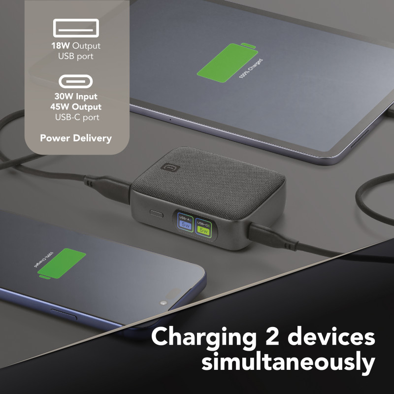 Cellularline Powerview IQ Batería externa 10000 mAh, 45 W, USB-C / USB-A, pantalla IQ 61435