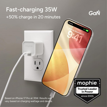 mophie adaptador de pared USB-C 35W GaN Blanco (409917045)
