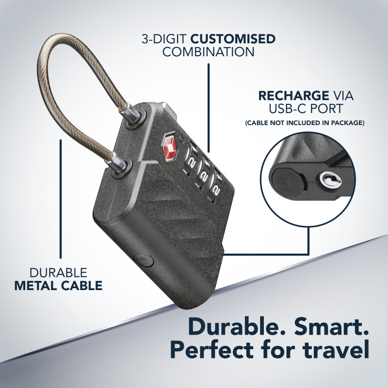 Cellularline TRACY LOCK Candado inteligente con rastreador Bluetooth vía Apple Find My, negro 61302