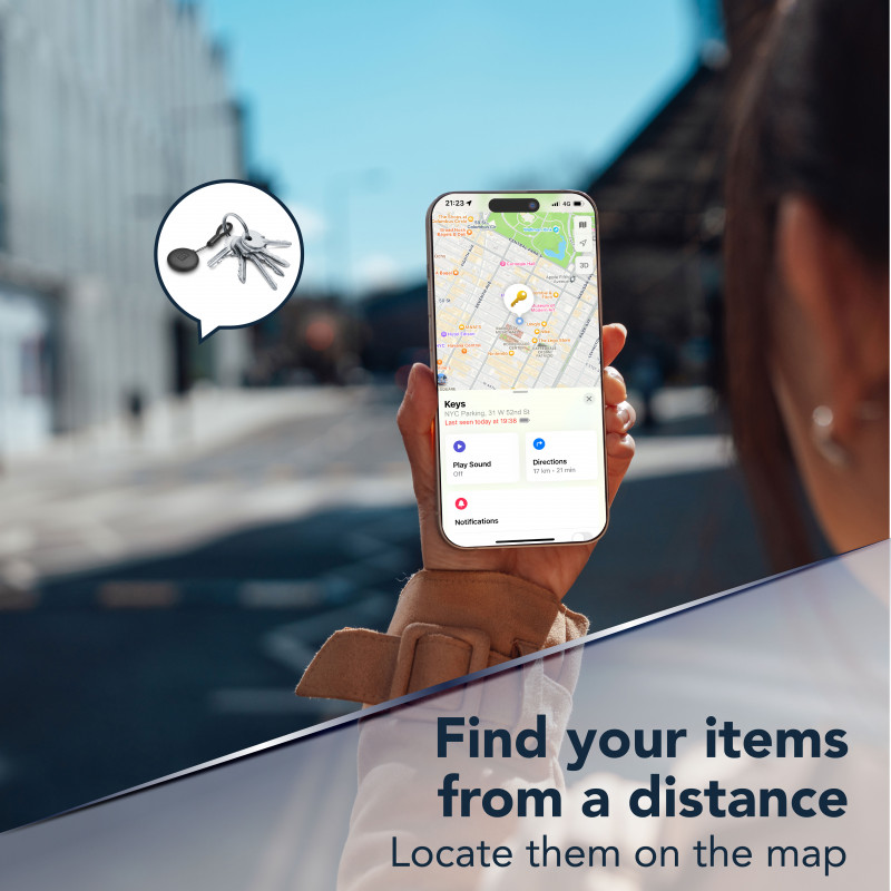 Cellularline TRACY TAG Rastreador Bluetooth para Apple Find My, Negro 60994