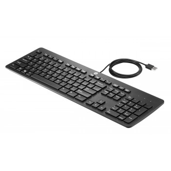 HP Business Slim Teclado USB - QWERTY español, resistente a salpicaduras, negro