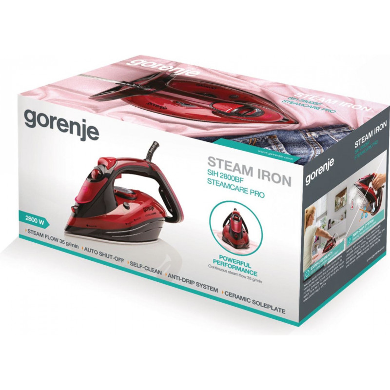 Gorenje SIH2800BF plancha de vapor 2800 W suela cerámica rojo