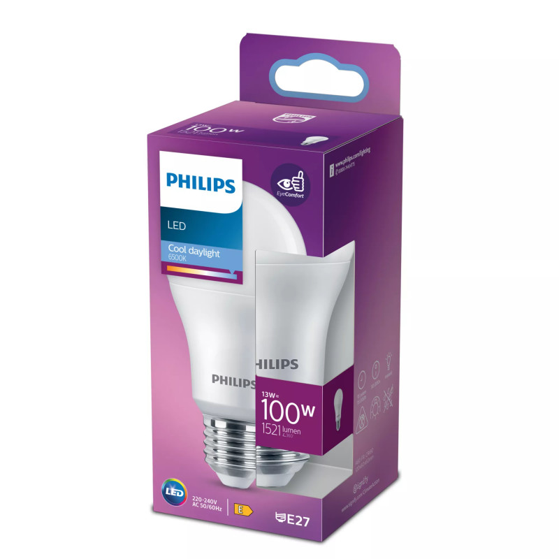 Philips bombilla LED A60 E27, equivalente a 100 W