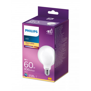 Philips LED Classic 60W G93 E27 Blanco cálido Mate No regulable Bombilla esférica