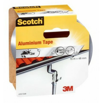 3M Highland 47011548 cinta de tela, plata, 48 mm x 15 m, interior/exterior, resistente al agua, se rasga con la mano