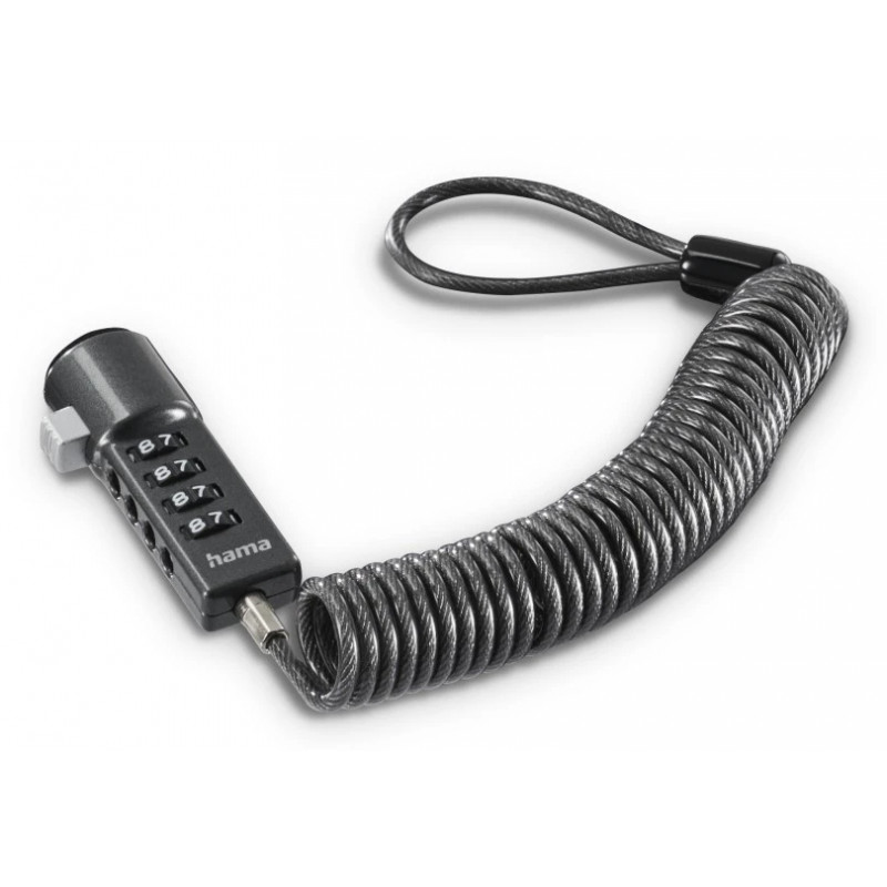 Hama candado de combinación de 4 dígitos para portátiles y netbooks, antracita (00054106)