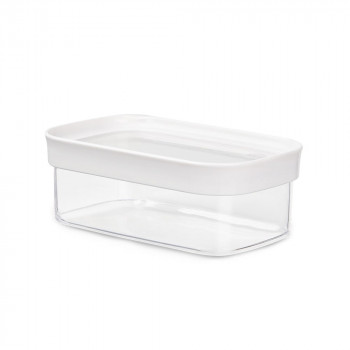 EMSA OPTIMA Recipiente rectangular para alimentos secos 0,45 L transparente/blanco con cierre hermético, plástico libre de BPA (3110600892)