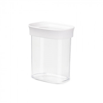 EMSA OPTIMA Recipiente rectangular para alimentos secos, 0,38 L, transparente con tapa blanca, cierre hermético, sin BPA, 1 unidad 3110600891