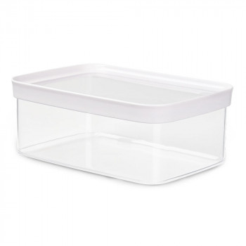EMSA OPTIMA Recipiente rectangular para alimentos secos, 2,0 L, transparente con tapa blanca, sellado hermético de frescura, plástico sin BPA, 1 unidad 3110600898