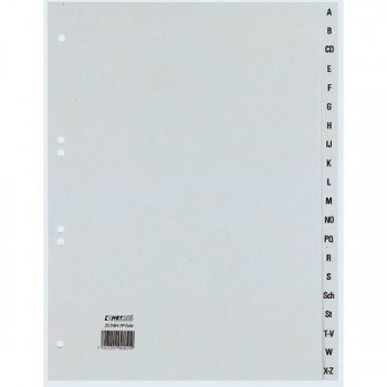 Índice A-Z REXEL HETZEL A4, 20 pestañas, polipropileno, gris, perforación 80-80-80 mm 25240481