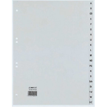 Índice A-Z REXEL HETZEL A4, 20 pestañas, polipropileno, gris, perforación 80-80-80 mm 25240481