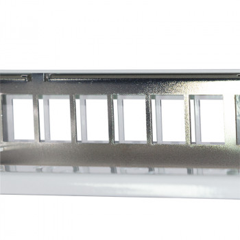 LogiLink panel de parcheo Keystone 19 pulgadas, 24 puertos, apantallado, gris claro (RAL7035), 1U, para hasta 24 módulos Keystone, 1 ud. (NK4073)