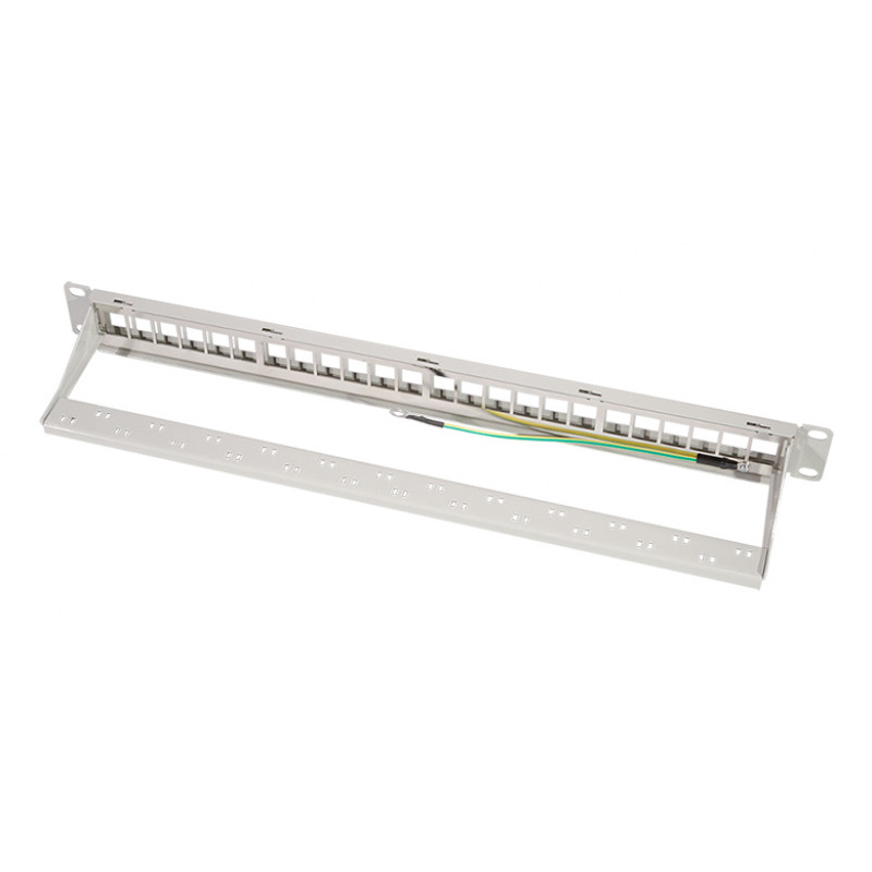 LogiLink panel de parcheo Keystone 19 pulgadas, 24 puertos, apantallado, gris claro (RAL7035), 1U, para hasta 24 módulos Keystone, 1 ud. (NK4073)