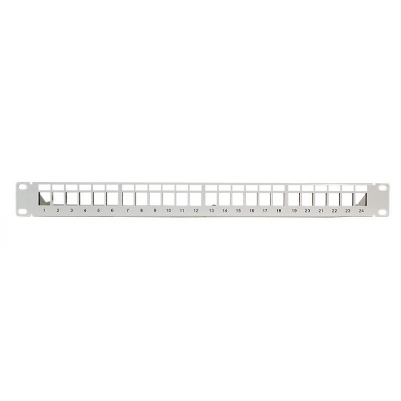 LogiLink panel de parcheo Keystone 19 pulgadas, 24 puertos, apantallado, gris claro (RAL7035), 1U, para hasta 24 módulos Keystone, 1 ud. (NK4073)