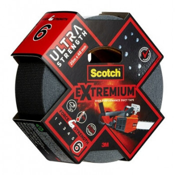 3M Extremium cinta textil negra 48 mm x 25 m, 6 rollos – cinta de reparación resistente al agua y a los rayos UV 7100205699