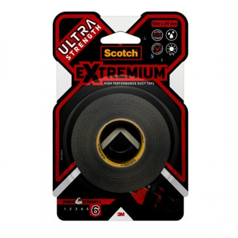3M Extremium cinta negra de embalaje y reparación resistente a los rayos UV e impermeable 10 m x 24 mm 6 rollos 7100207215