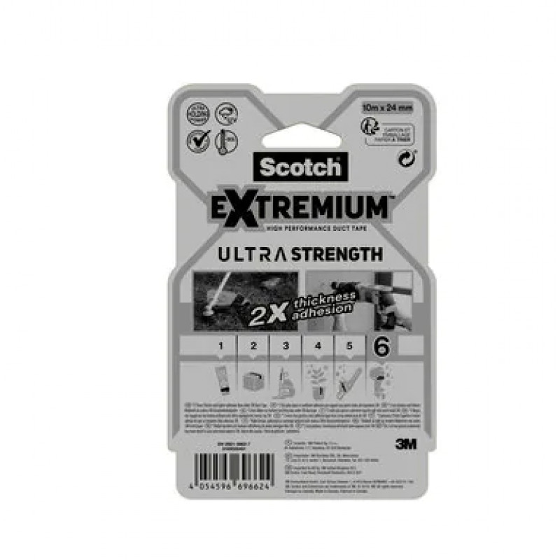 3M Extremium cinta negra de embalaje y reparación resistente a los rayos UV e impermeable 10 m x 24 mm 6 rollos 7100207215