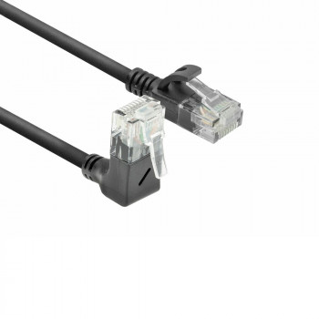 ACT DC4901 Cable de parcheo CAT6A U/UTP LSZH Slimline de 1 m, negro, RJ45 acodado 90° a recto