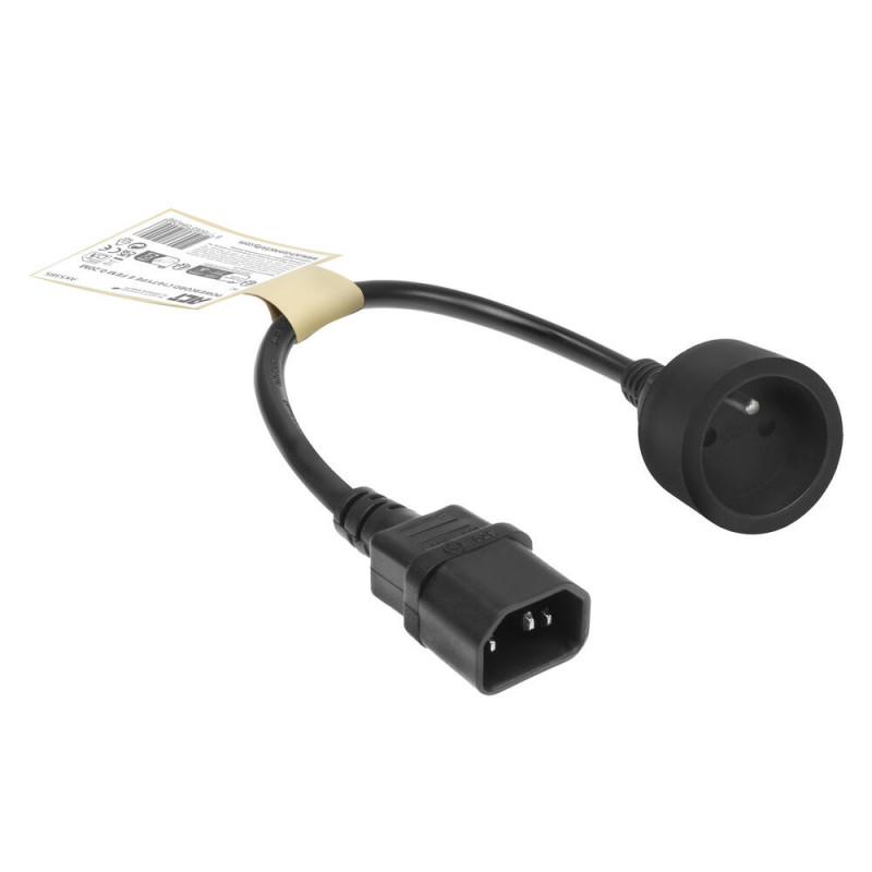 ACT cable de alimentación C14 a conector hembra tipo E 0,2 m negro 10A AK5385