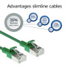 ACT cable de red Slimline LSZH S/FTP CAT6A verde de 1 m con conectores RJ45, snagless (DB7701)