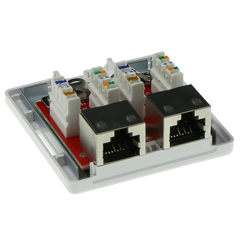 ACT FA6004 Caja de superficie CAT6 blindada de 2 puertos, blanca
