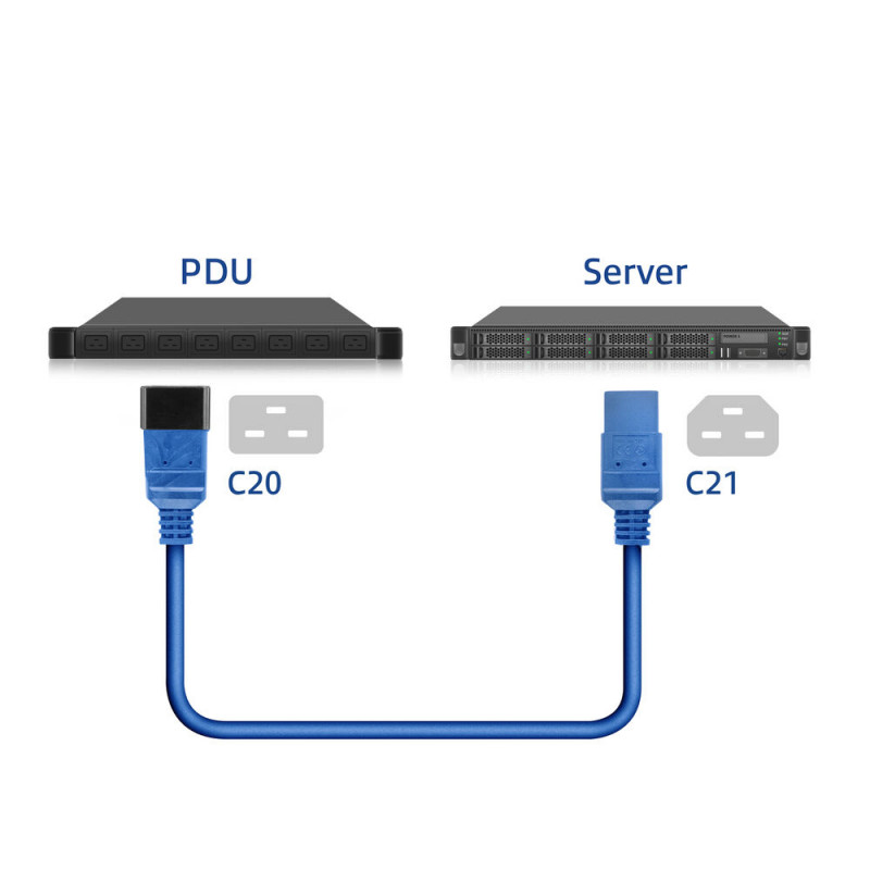 ACT cable de alimentación C20 a C21 IEC 60320 azul 1,5 m (AK5366)
