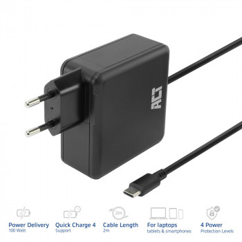 ACT fuente de alimentación para portátil USB-C 100W con perfiles Power Delivery, 2 m (AC2015)