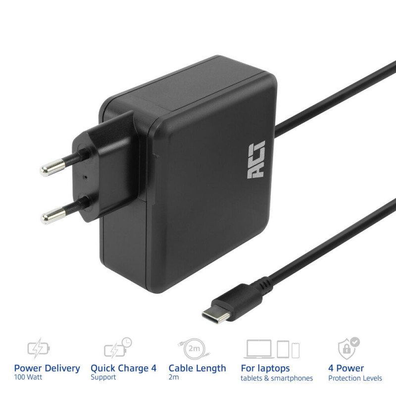 ACT fuente de alimentación para portátil USB-C 100W con perfiles Power Delivery, 2 m (AC2015)