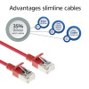 Cable de red patch RJ45 ACT rojo de 0,15 m LSZH S/FTP CAT6A Slimline Snagless (DB7530)