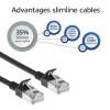Cable de red patch RJ45 ACT negro de 3 m LSZH S/FTP CAT6A Slimline Snagless (DB7903)