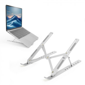 Soporte plegable para portátil ACT, altura ajustable en 7 posiciones, aluminio, plata, ACT Essentials (AC8121)
